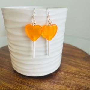 Sterling Silver Orange Lollipop Earrings
